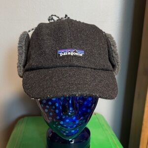 Patagonia Charcoal Gray Earflap Cap with Logo